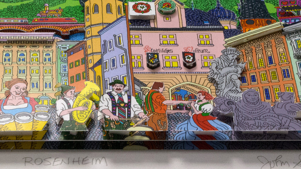 Rosenheim in 3D mit weißem Holzrahmen