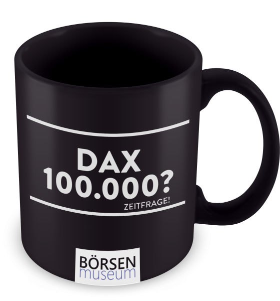 Kaffeetasse "DAX 100.000? - Zeitfrage!"
