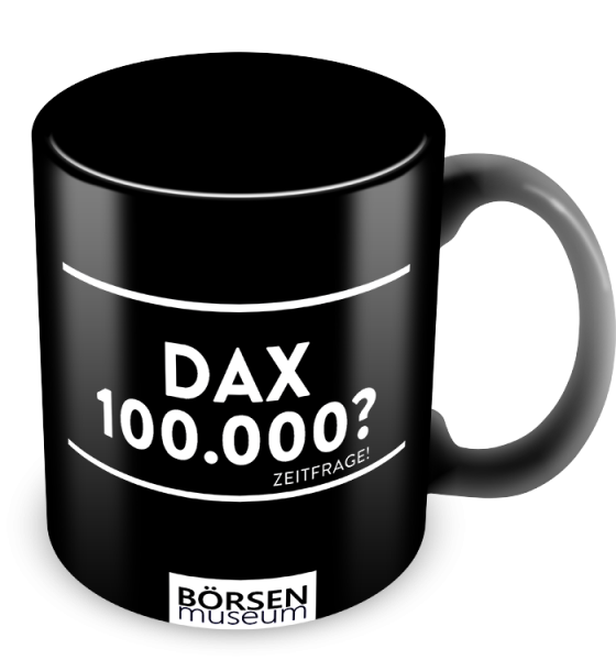 Kaffeetasse "DAX 100.000? - Zeitfrage!"